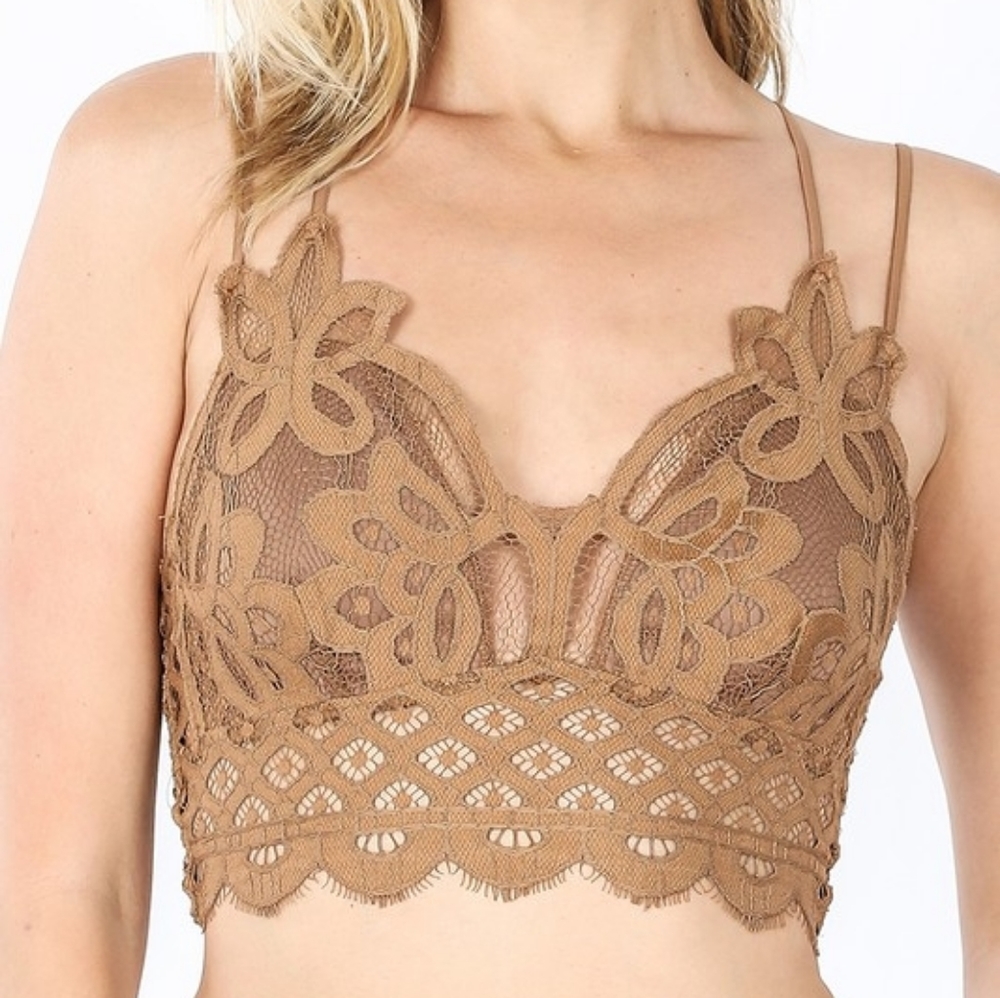 Brown/camel Boho crochet boho bralette
